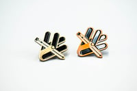 Image 1 of Enamel Pin: LetterWest Hand and Pencil 