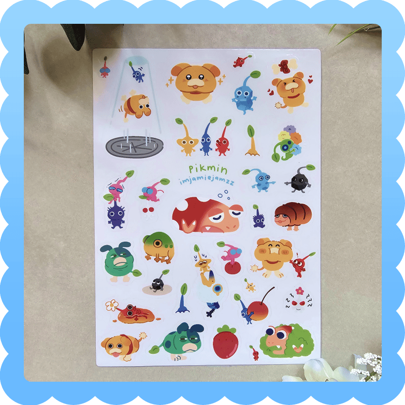 Image of pikmin ❄️ waterproof vinyl sticker sheet