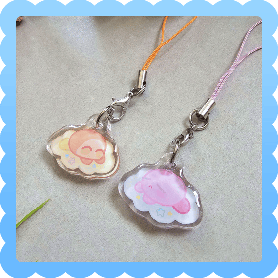 Image of [PRE-ORDER] kirby and waddledee ❄️ epoxy phone charm