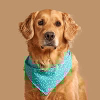 Image 1 of Bandana Réversible Rose et Turquoise