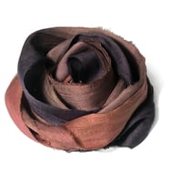 Image 2 of 10YD. REDWOOD  FOREST HAND DYED RECYCLED SARI SILK RIBBON BUNDLES by COLOR KISSED SILK