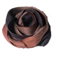 Image 5 of 10YD. REDWOOD  FOREST HAND DYED RECYCLED SARI SILK RIBBON BUNDLES by COLOR KISSED SILK