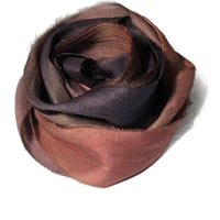 Image 7 of 10YD. REDWOOD  FOREST HAND DYED RECYCLED SARI SILK RIBBON BUNDLES by COLOR KISSED SILK