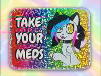 Image 2 of SOLD OUT !! Take Your Meds Guro Cat Glitter Sticker
