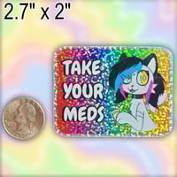 Image 3 of SOLD OUT !! Take Your Meds Guro Cat Glitter Sticker
