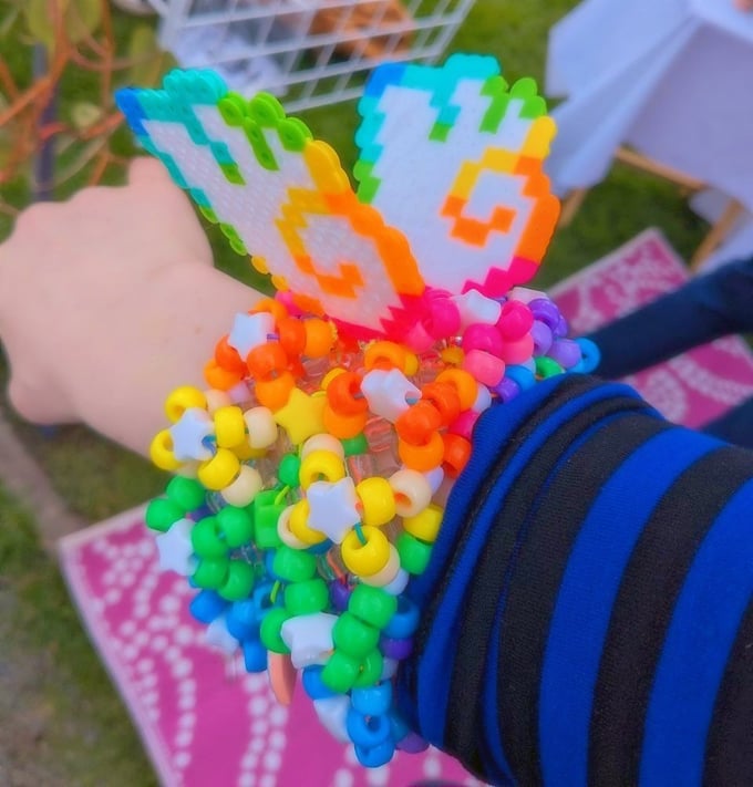 Image of Rainbow 3d Kandi Cuff with Wings