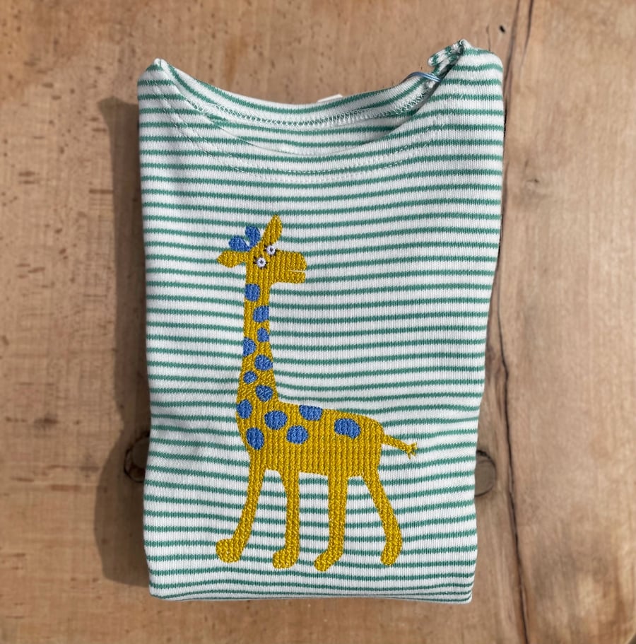 Image of Grösse 62 * T-Shirt mit einem gestickter Giraffe Art.201302 (D)