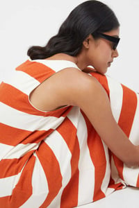 Image 3 of Vestido largo de rayas blanco-naranja teja