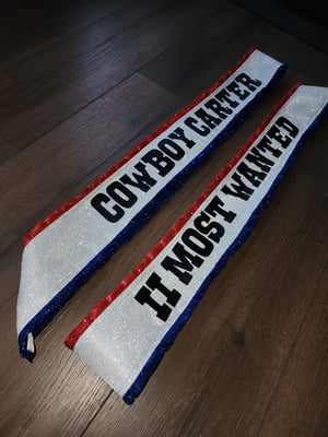 Image of Cowboy carter glitter sash (Ruffles)