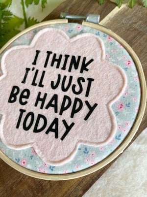 Image of HAPPY embroidery hoop art