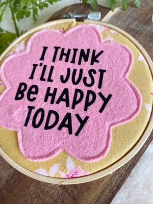 Image of HAPPY embroidery hoop art