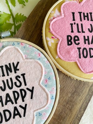Image of HAPPY embroidery hoop art
