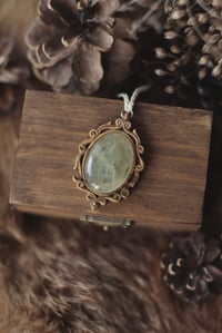 Image 1 of Ciondolo Cornice Barocca - bosso e prehnite