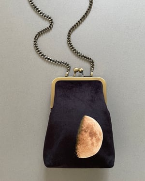 Image of Moon, slim velvet shoulder bag with crossbody strap
