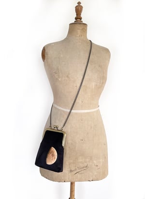 Image of Moon, slim velvet shoulder bag with crossbody strap