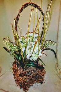 Image 1 of Tall Handle Wood Basket Arrangement