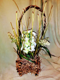 Image 3 of Tall Handle Wood Basket Arrangement