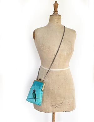 Image of Bird on a wire, slim velvet shoulder bag with crossbody strap