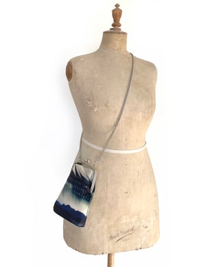 Image of Storm feather, slim velvet shoulder bag with crossbody strap