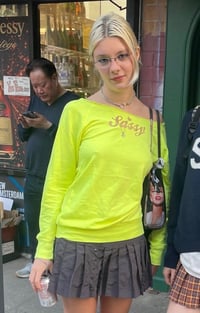 Image 1 of 💛Yellow Fluoro SASSY Off Shoulder Sweatshirt 💛🫧🩷