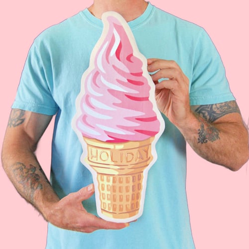 Image of Pink soft serve ice cream cone plaque
