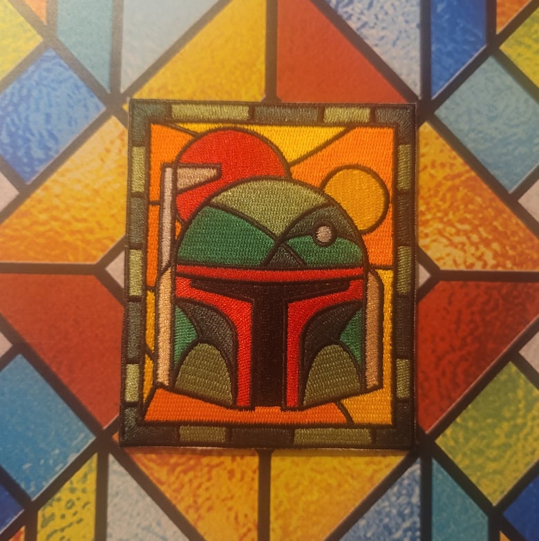 Image of Boba Fett Stained Glass Embroidered Patch 