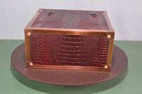 Image 9 of Vinyl LP Record Carry Case with Wine Gator Leather Trimmed in Solid Copper Edging, #0295