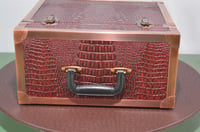Image 10 of Vinyl LP Record Carry Case with Wine Gator Leather Trimmed in Solid Copper Edging, #0295