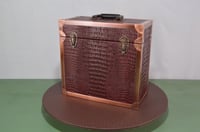 Image 13 of Vinyl LP Record Carry Case with Wine Gator Leather Trimmed in Solid Copper Edging, #0295