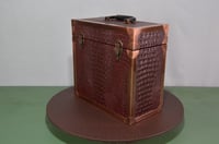 Image 14 of Vinyl LP Record Carry Case with Wine Gator Leather Trimmed in Solid Copper Edging, #0295