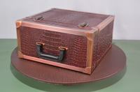 Image 19 of Vinyl LP Record Carry Case with Wine Gator Leather Trimmed in Solid Copper Edging, #0295