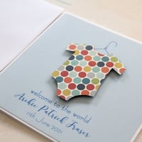 Image 3 of Handmade Baby Card. Personalised Baby Card for Baby Girl or Baby Boy. 