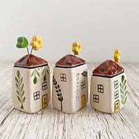 Image 2 of Brown Roof Leafy Greens Mini Ceramic Houses