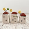 Brown Roof Leafy Greens Mini Ceramic Houses