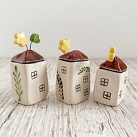 Image 4 of Brown Roof Leafy Greens Mini Ceramic Houses