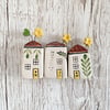 Brown Roof Leafy Greens Mini Ceramic Houses