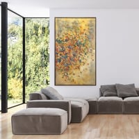 Image 1 of Original Canvas - Butterflies on Ochre - 36" x 60"