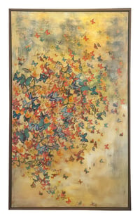 Image 2 of Original Canvas - Butterflies on Ochre - 36" x 60"