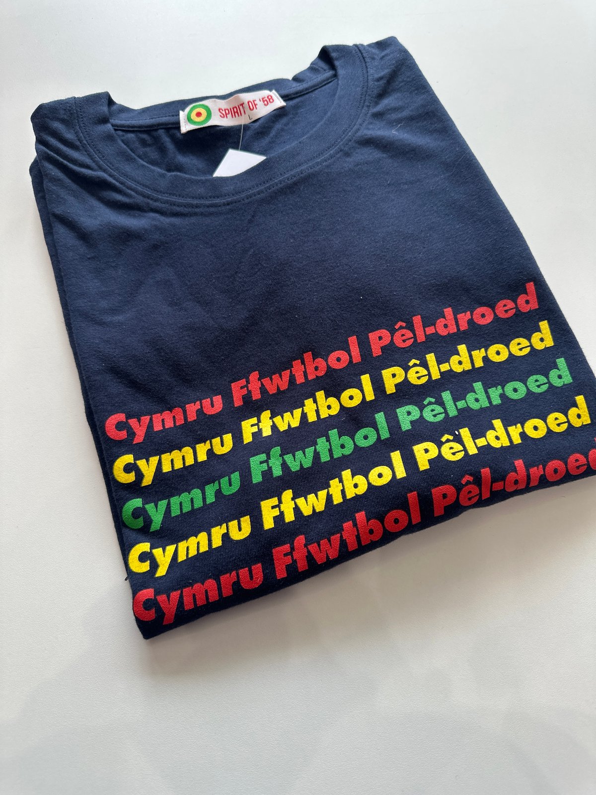 Image of Cymru Ffwtbol Pel-Droed Crys T French Navy 