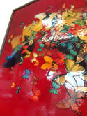 Original Canvas - Butterflies on Crimson/Prussian Blue/Gold - 30" x 30"