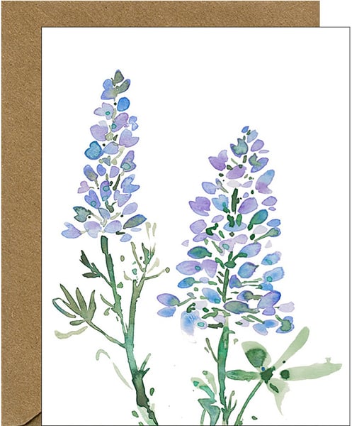 Image of Lupine Watercolor Floral Note Card