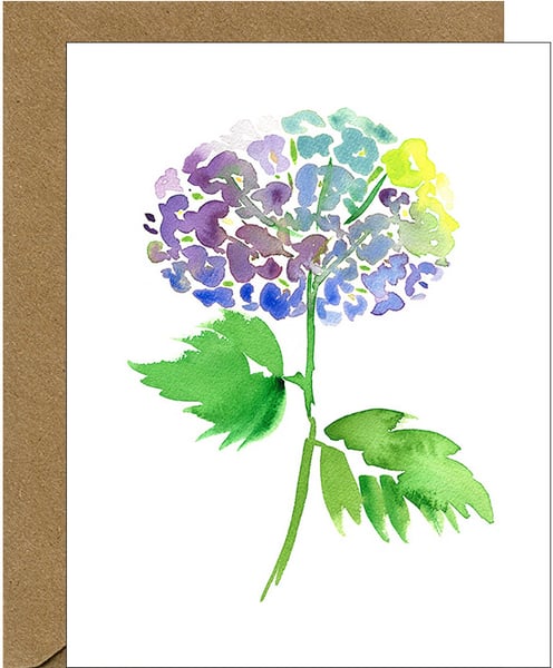 Image of Hydrangea Watercolor Floral Note Card
