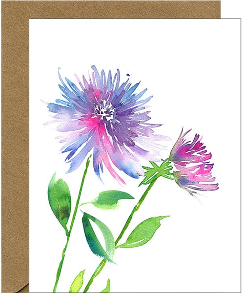 Image of Dahlia Watercolor Floral Note Card