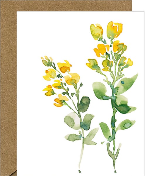 Image of NEW - Golden Pea Watercolor Floral Note Card