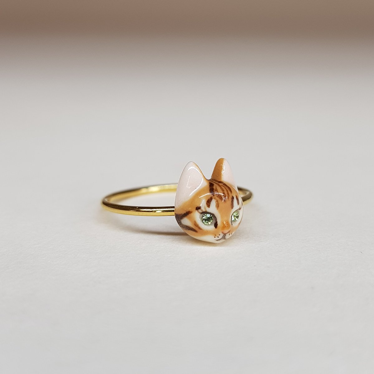 Image of Bengal Porcelain & Gold Filled Cat Ring