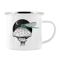 Image 2 of Dragonfly & Fungi Enamel Mug - Nature's Delights Collection