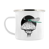 Image 1 of Dragonfly & Fungi Enamel Mug - Nature's Delights Collection