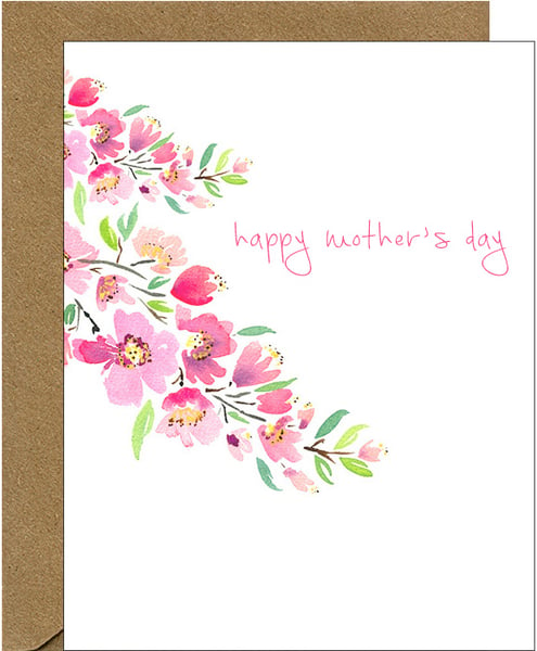 Image of Mother's Day Watercolor Cherry Blossom Floral Note Card