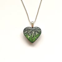 Image 4 of Lily of the Valley May Birth Flower Heart Pendant