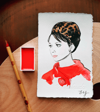 Image 1 of Audrey Hepburn Watercolor Painting